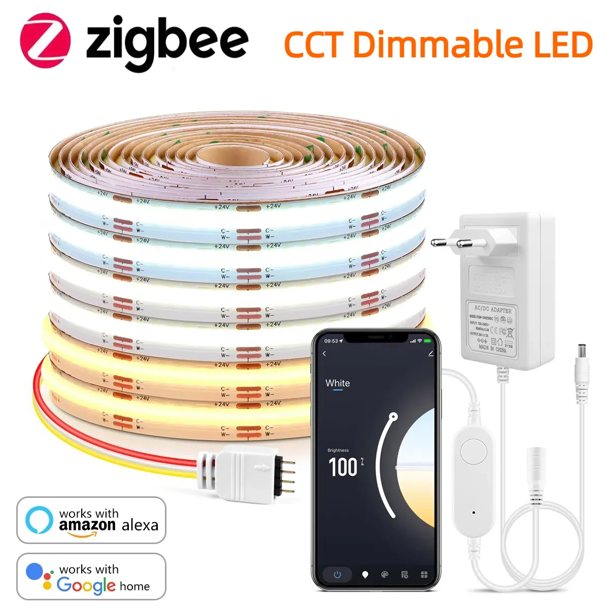 Alexa Compatible Bulb - Zigbee 3.0 CCT 2700K-6500K Lampu Strip