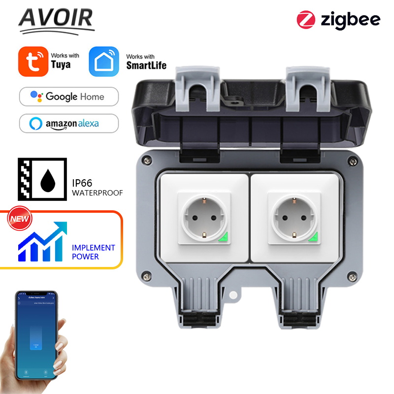 Smart Wall Socket - Avoir Tuya Zigbee soket listrik IP66,