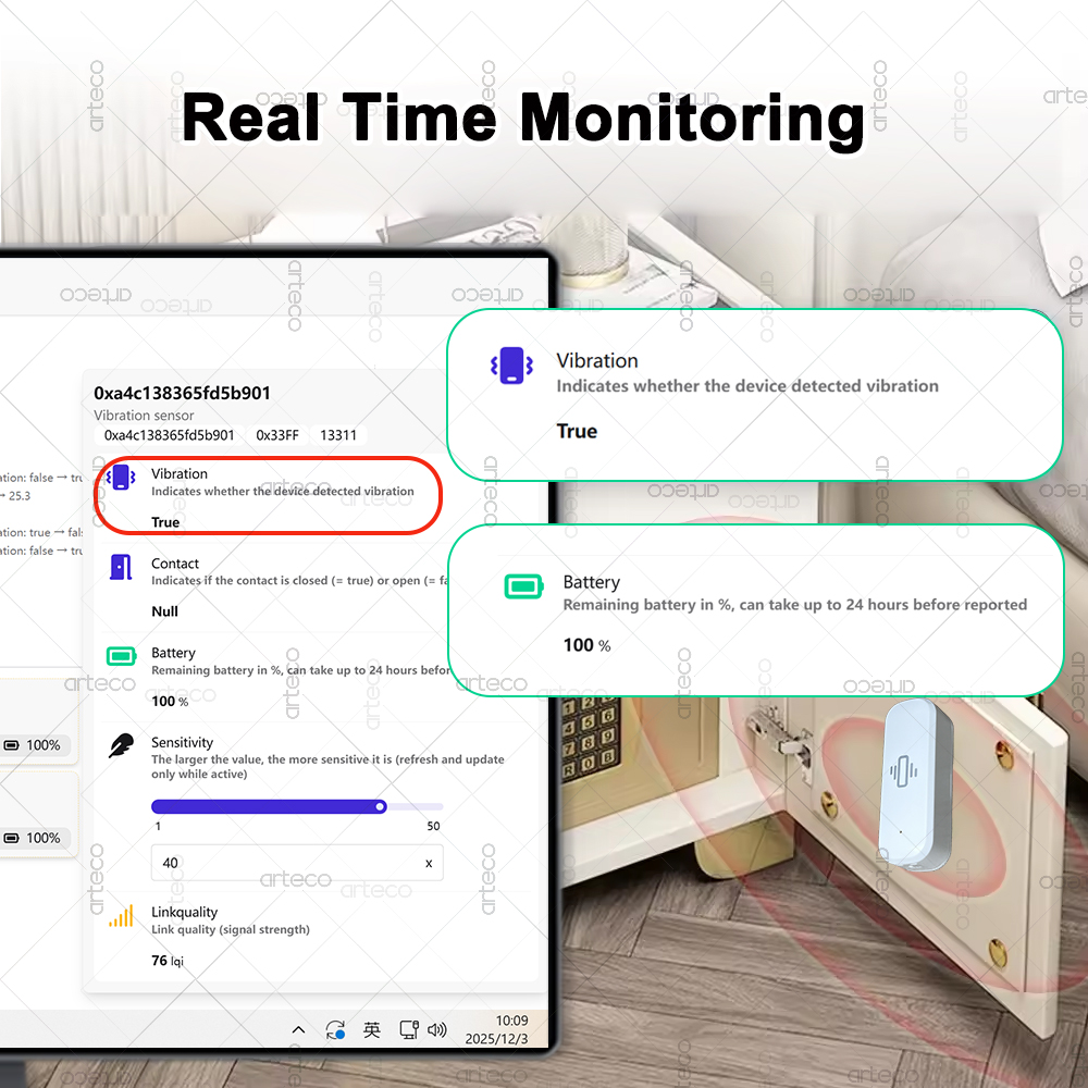 Sensor Getaran ZigBee 3.0 Cerd - Smart Home Monitoring ulasan dan harga