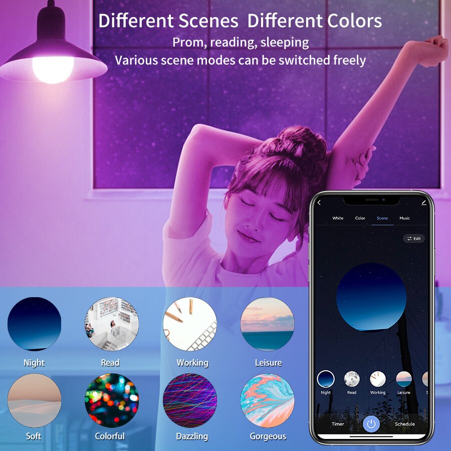 Lampu LED Pintar WiFi E27 RGBC - Alexa Compatible Bulb ulasan dan harga