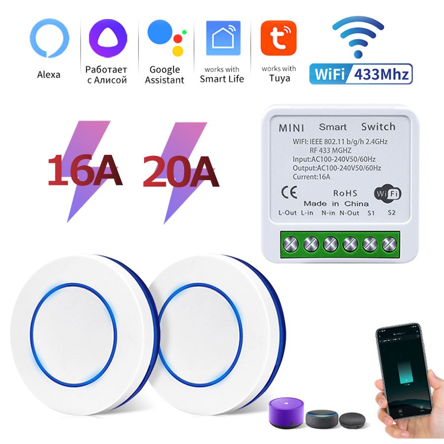 Tuya Wifi Smart Switch RF 433M - Alexa Compatible Bulb ulasan dan harga