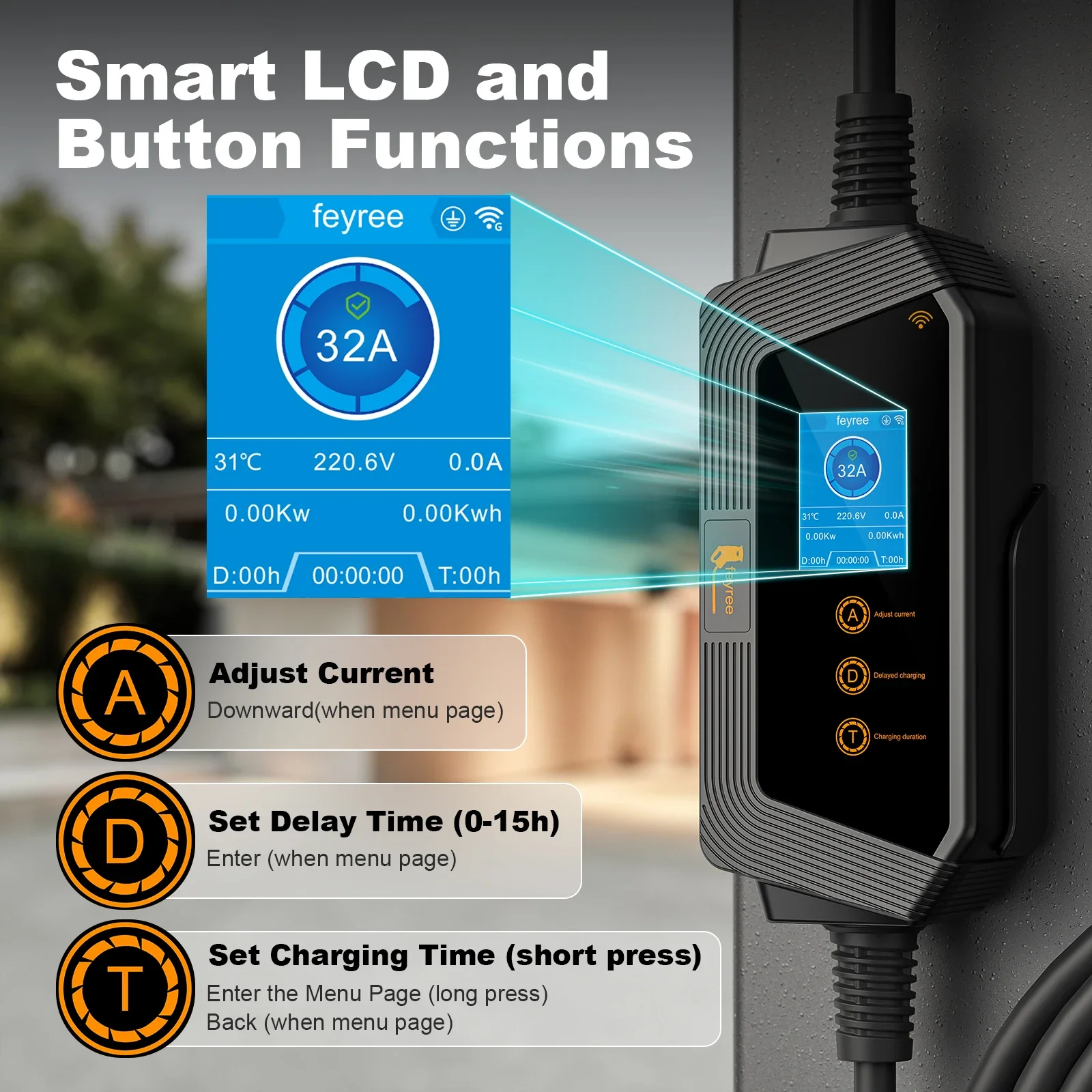 Pengisi Daya EV Portabel Feyre - Smart Wall Socket ulasan dan harga