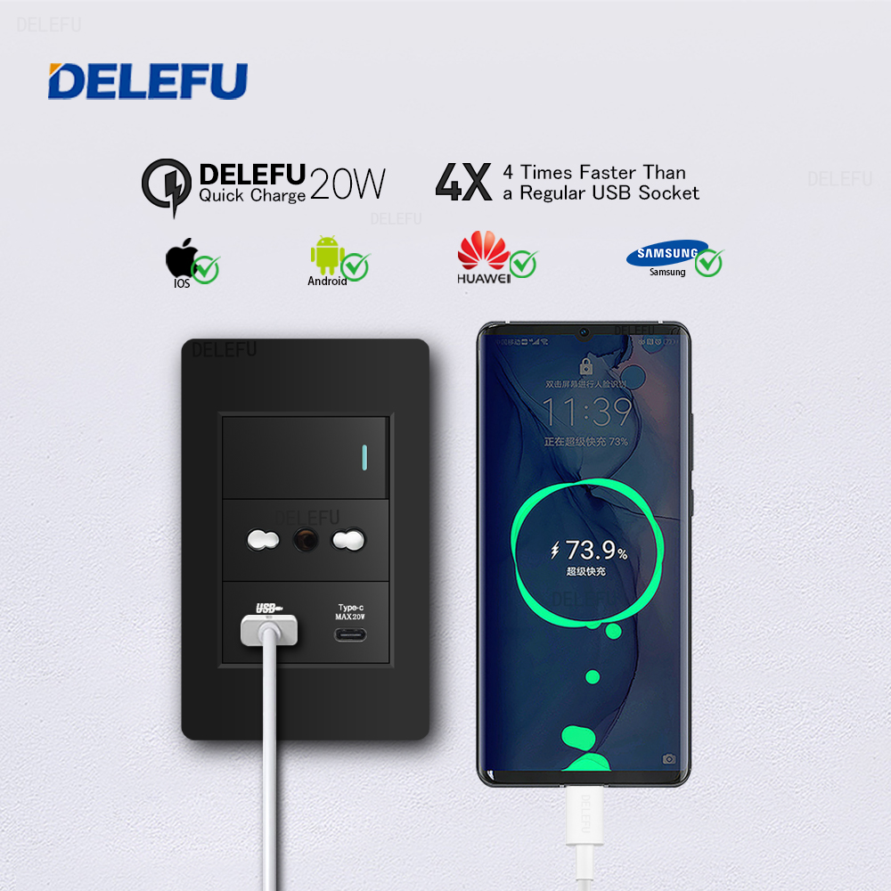 Stop Kontak Dinding DELEFU Bla - Smart Wall Socket ulasan dan harga