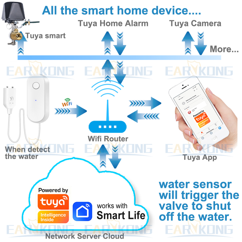 Tuya WiFi Sensor kebocoran air - Smart Home Green ulasan dan harga