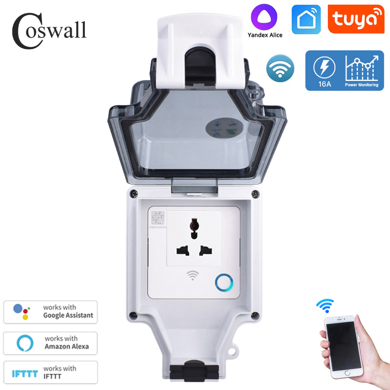 Coswall Tuya Wifi Kontrol Suar - Smart Wall Socket ulasan dan harga